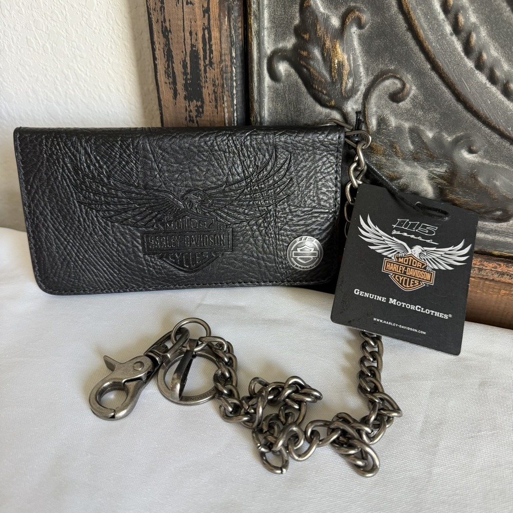 Vintage Harley Davidson Embossed Leather Wallet Eagle Biker NWT Deadstock 1998